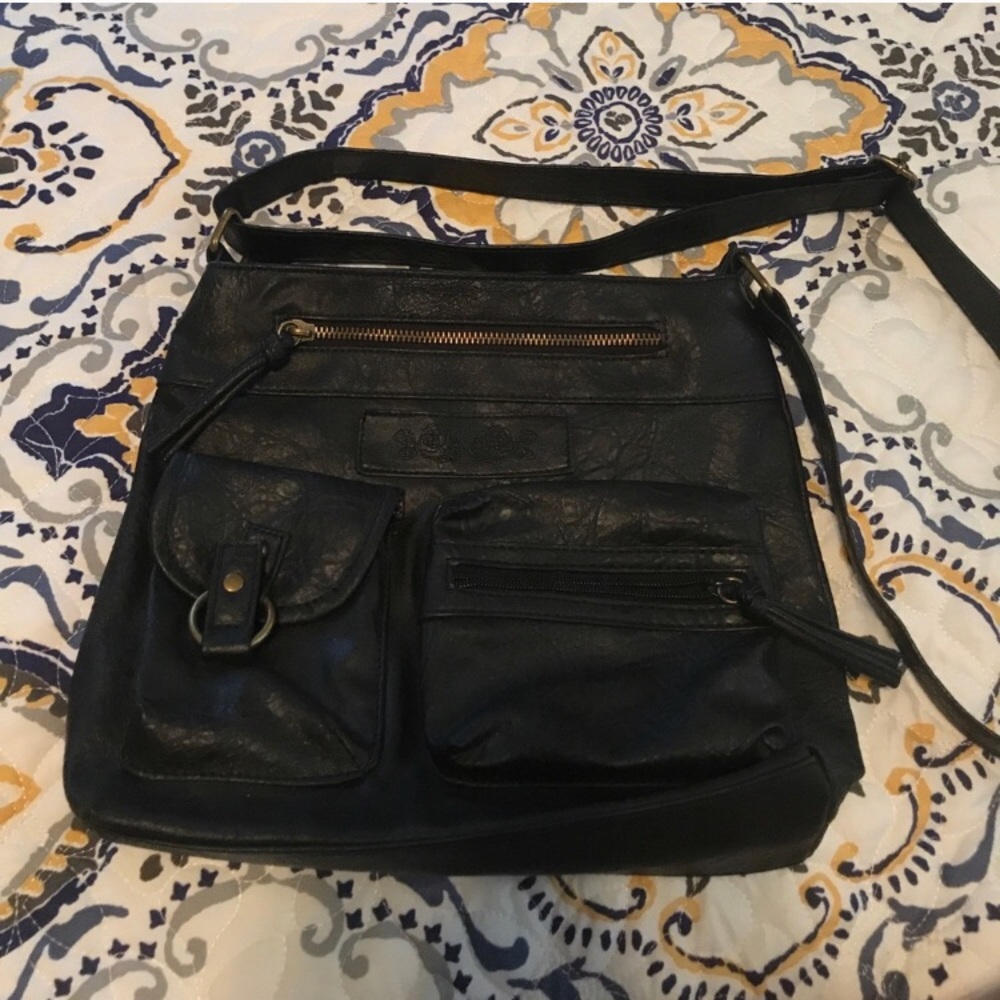 Black Faux Leather Crossbody